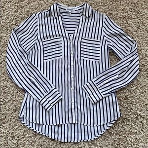 Navy and white striped Express shirt/blouse XS